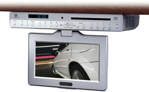 AudioVox VE927 9 Inch LCD Drop-Down TV with Built-In DVD Player and Clock Radio