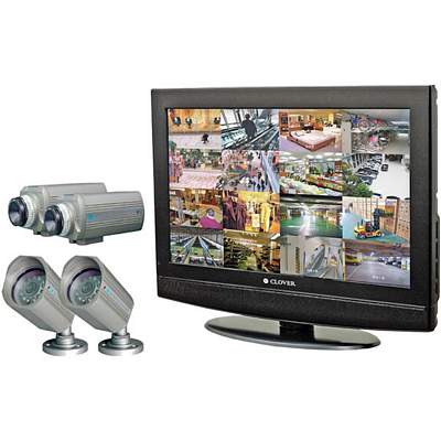 Clover LCD26164 16-Channel DVR Bundle with 26 Inch wide TFT LCD Monitor and 4 Cameras 