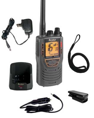 Cobra MR-HH325VP Marine VHF Radio, Unique Compact Design, Selectable Power Output 1,3 or 5 watts, Submersible, 10 NOAA Weather Alerts, Tri-Watch and U