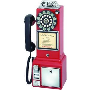 CROSLEY RADIO CR56-BK 1950S CLASSIC PAY PHONE Red