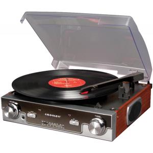 CROSLEY RADIO CR6005A-MA 3-Speed Tech Turntable Aux Input and Output WoodGrain