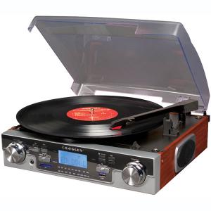 CROSLEY RADIO CR6007A-MA 3 Speed Tech Turntable with USB/SD Card Recorder woodgrain
