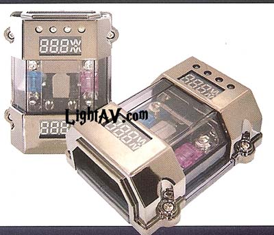 Directed 2 POSITION MINI ANL W/BLUE DUAL VOLT/AMP DISPLAY & GROUND PASSTHROUGH Fused Distribution Block 62255