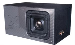 Atrend 12SXK-P - 12 Kicker Solo X Subwoofer Box - 1 MDF All Around - Bracing-Custom Face - Heavy Duty Terminal BLACK Carbon Fiber