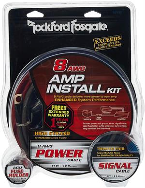 Rockford Fosgate RFK8X 8G 100% OFC Copper Amplifier Install Kit with RCA Interconnect