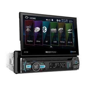 Soundstream VR-75B 7 Single DIN In-Dash Flip Out DVD Car Stereo Receiver with Bluetooth and USB