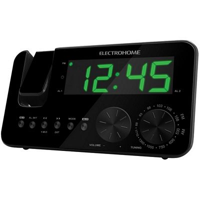 ELECTROHOME EAAC500US AM/FM Alarm Clock with 1.2 Inch White LED SelfSet & WakeUp Technology