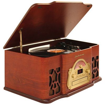ELECTROHOME EANOS501 3-in-1 Real Wood Stereo System with AM/FM Radio, CD & Full-Size Record Player