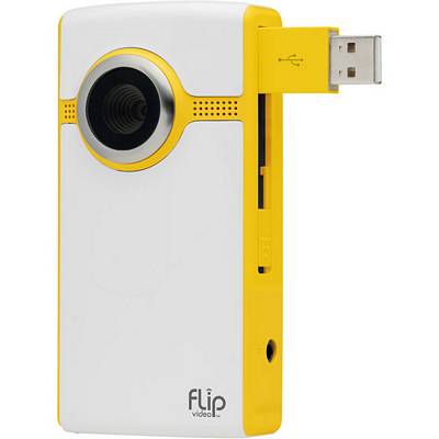Flip Video U1120Y Yellow And White Flip Ultra 2nd Generation Camcorder With 4GB Memory And 2 Inch LCD 