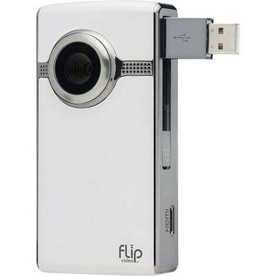Flip Video U2120W White And Chrome Flip UltraHD Camcorder With 8GB Memory And 2 Inch LCD