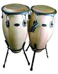 GP Percussion WDC31S Tunable Wood Conga Set with Stand