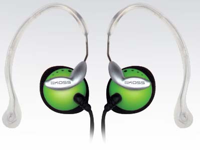 KOSS Clipper Green Lightweight Clip-On Stereophone with In-Line Volume Control