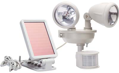 Maxsa 40218 Motion-Activated Solar Powered Dual-Head LED Security Floodlight