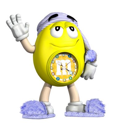 M&M M9BC1 YELLOW ALARM CLOCK BEDSIDE M&M SLEEPY CHARACTER
