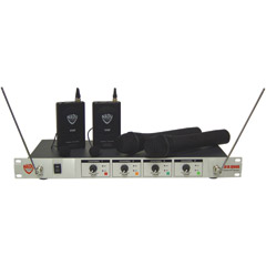 Nady 401X-QUAD-LT/E4/F Four-Channel Professional VHF Wireless Lavalier Microphone System