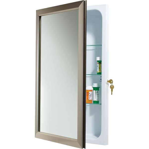 Nutone 625N244SNCL Satin Nickel Locking/Recessed Bath Cabinet