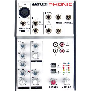 PHONIC AM120 AM Series 2 Mic/Line 2 Stereo Input Compact Mixer