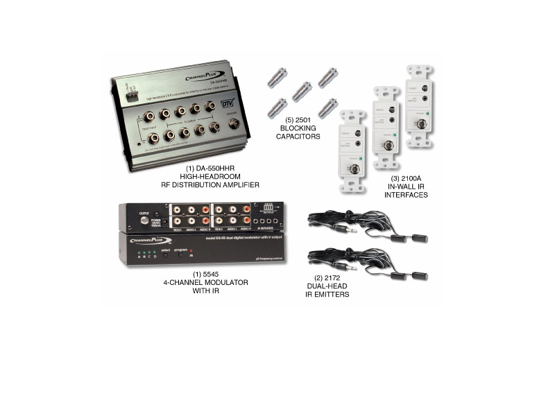 Channel Plus 5555-HHR 4-Channel RF Distribution with IR Starter Kit