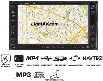 Power Acoustik PAVN-7210 6.5 Wide Touch Screen Double Din In-Dash Fully Motorized TFT Monitor with Navigation /DVD/AM/FM