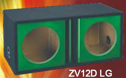 Atrend ZV12D-LG Dual 12 Inch Vented Chambered Kandy Lime Green Subwoofer Box