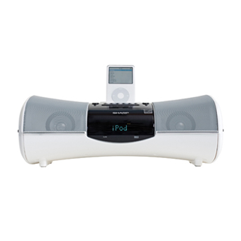 Sharp DK-A1 Glossy white i-Elegance featuring High Fidelity Sound, Esound Mode, Digital AM/FM Tuner and built-in subwoofers.