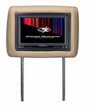 Power Acoustik H-7BG Single Pre-Loaded Universal Replacement Headrest w/ 7 LCD Monitor with Dual A/V Inputs Beige