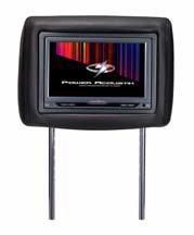 Power Acoustik H-7BK Single Pre-Loaded Universal Replacement Headrest w/ 7 Inch LCD Monitor with Dual A/V Inputs Black