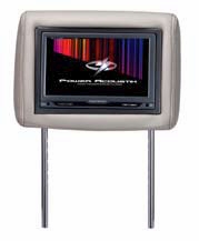 Power Acoustik H-7GR Single Pre-Loaded Universal Replacement Headrest w/ 7 Inch LCD Monitor with Dual A/V Inputs Grey