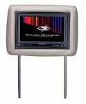 Power Acoustik H-7GR Single Pre-Loaded Universal Replacement Headrest w/ 7 LCD Monitor with Dual A/V Inputs Grey