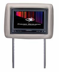 Power Acoustik H-9GR Single Pre-Loaded Universal Replacement Headrest w/ 9 Inch LCD Monitor and Dual A/V Inputs Grey
