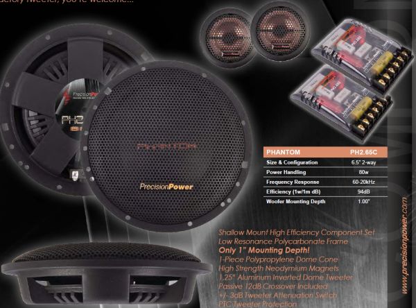 Precision Power PPI PHANTOM PH2.65C 6.5 80W 2 Way Shallow Component Set