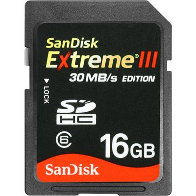 Sandisk 16GB 30MB/s Extreme III High-Performance SDHC Memory Card  SDSDX3-016G-A31