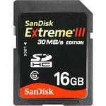 Sandisk 16GB 30MB/s Extreme III High-Performance SDHC Memory Card  SDSDX3-016G-A31