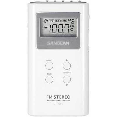 Sangean DT-180V WHITE White Pocket AM/FM/TV Receiver 