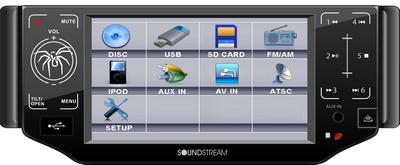 SoundStream VIR-5100 Single DIN Oversized 5 Inch Touch Screen DVD/LCD A/V Source Unit with SD / USB