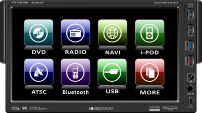 SoundStream VIR-7022NRT 7 Inch Single DIN Touch Screen DVD/LCD with USB Mini, SD Card Slot and 1GB Internal Memory, NTSC TV Tuner